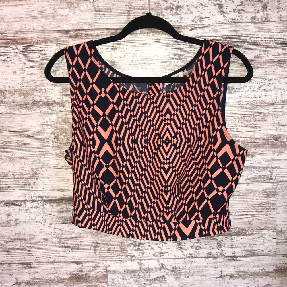Orange & navy blue crop top